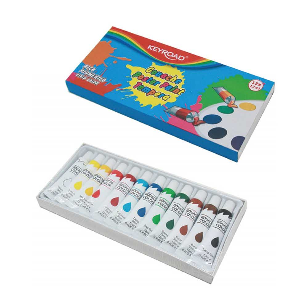 farby akwarelowe 4 alibiuro.pl Farby tempera KEYROAD 12x12ml 12 kolorów 16