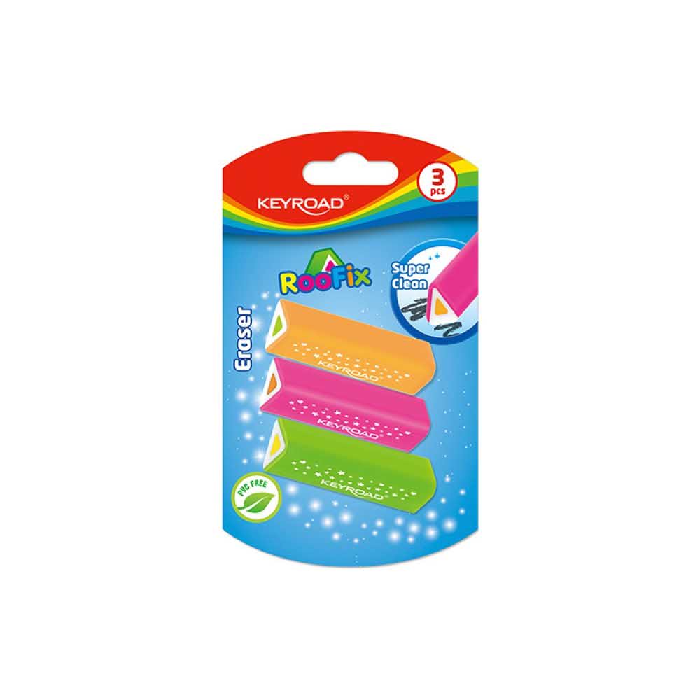 gumka do mazania 4 alibiuro.pl Gumka uniwersalna KEYROAD Roofix 3szt. blister mix kolorów 48