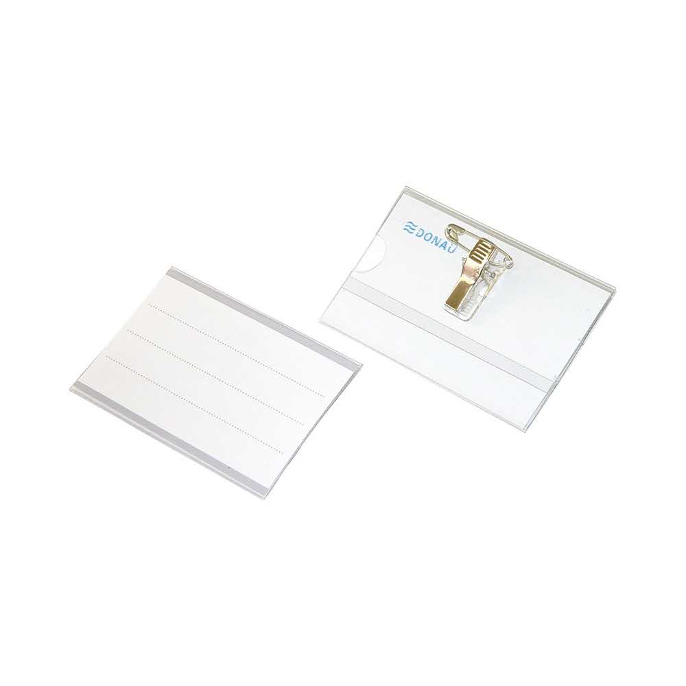 holder z klipsem 4 alibiuro.pl Identyfikator DONAU z klipsem i agrafką otwór z boku transparentny 24