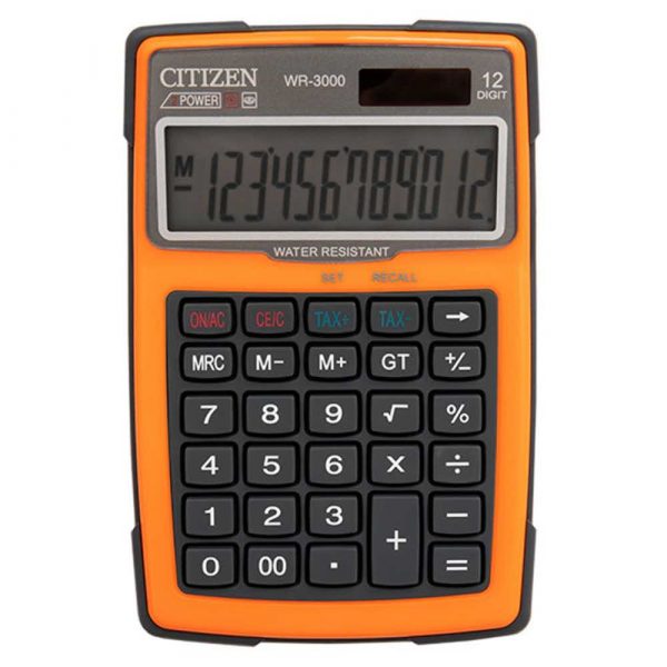 kalkulator biurkowy 4 alibiuro.pl Kalkulator wodoodporny CITIZEN WR 3000 152x105mm pomarańczowy 72