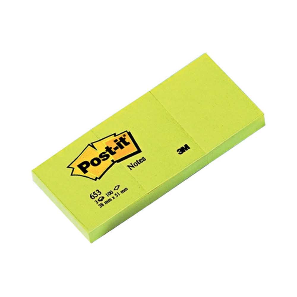 karteczki samoprzylepne 4 alibiuro.pl Bloczek samoprzylepny POST IT 653 38x51mm 3x100 kart. żółty 88