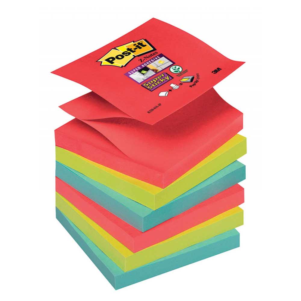 karteczki samoprzylepne 4 alibiuro.pl Bloczek samoprzylepny POST IT Super sticky Z Notes R330 6SS JP 76x76mm 6x90 kart. paleta Bora Bora 40