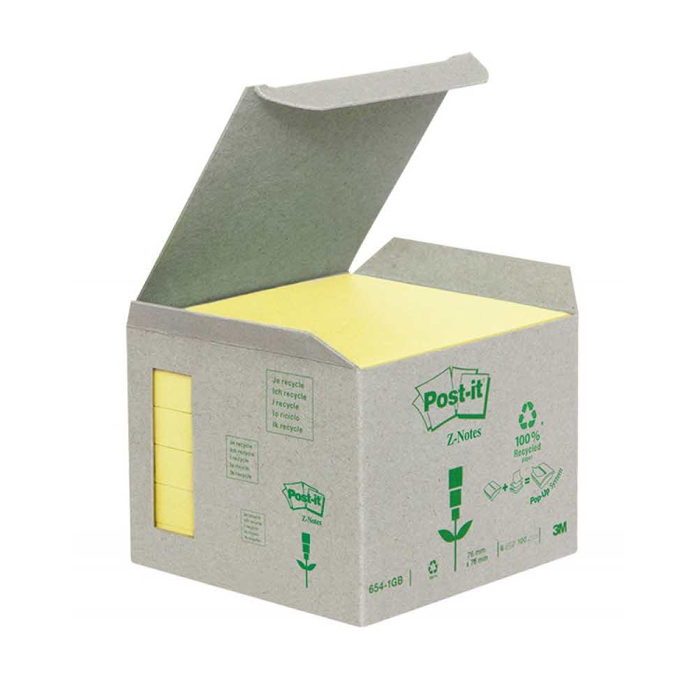 karteczki samoprzylepne 4 alibiuro.pl Bloczek samoprzylepny ekologiczny POST IT Z notes R330 1B 76x76mm 6x100 kart. żółty 88