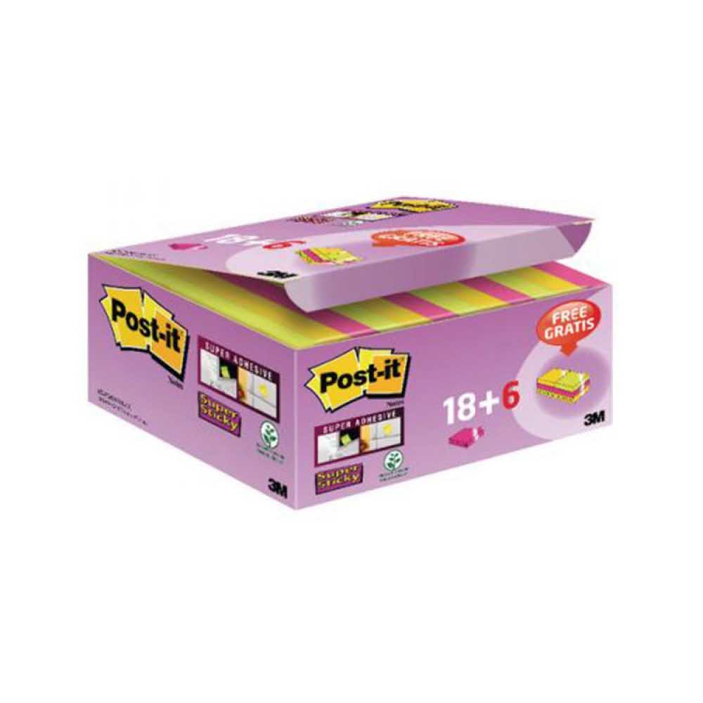 karteczki samoprzylepne 4 alibiuro.pl Karteczki samoprzylepne POST IT Super Sticky 622 P24SSCOL 47 6x47 6mm 18 6x90 kart. mix kolorów GRATIS 7