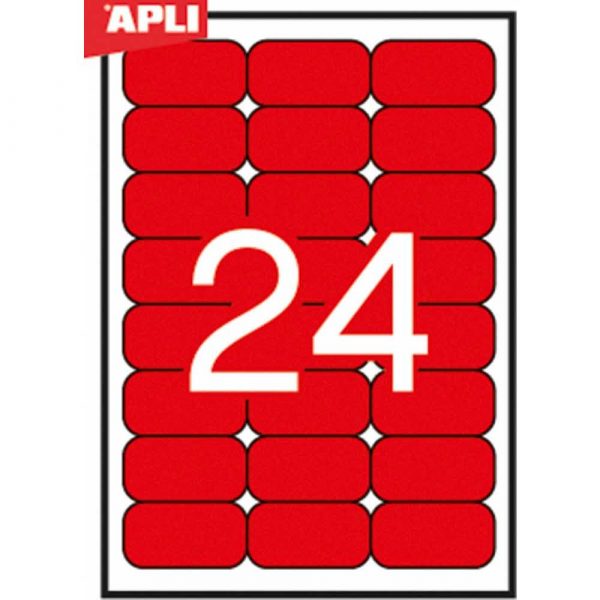 kolorowe karteczki 4 alibiuro.pl Etykiety kolorowe APLI 70x37mm zaokrąglone czerwone 20 ark. 56