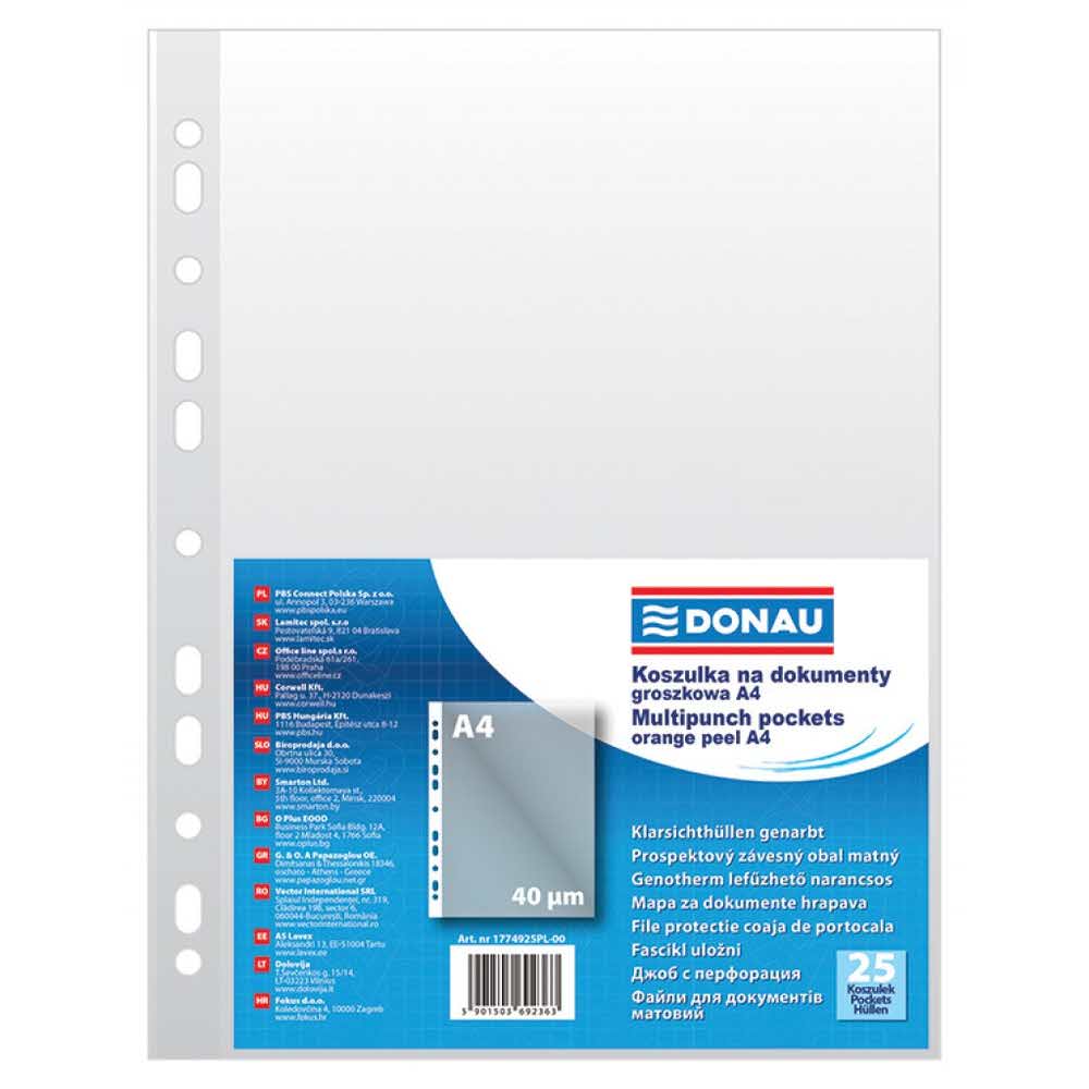 koszulki na dokumenty 4 alibiuro.pl Koszulki na dokumenty DONAU PP A4 groszkowe 40mikr. 25szt. 82