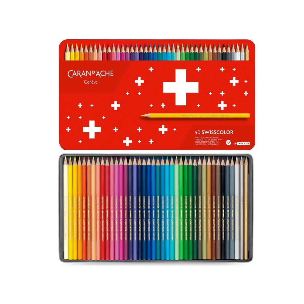 kredki 4 alibiuro.pl Kredki CARAN D Inch ACHE Swisscolor Aquarelle z efektrm akwareli sześciokątne 40szt. mix kolorów 39