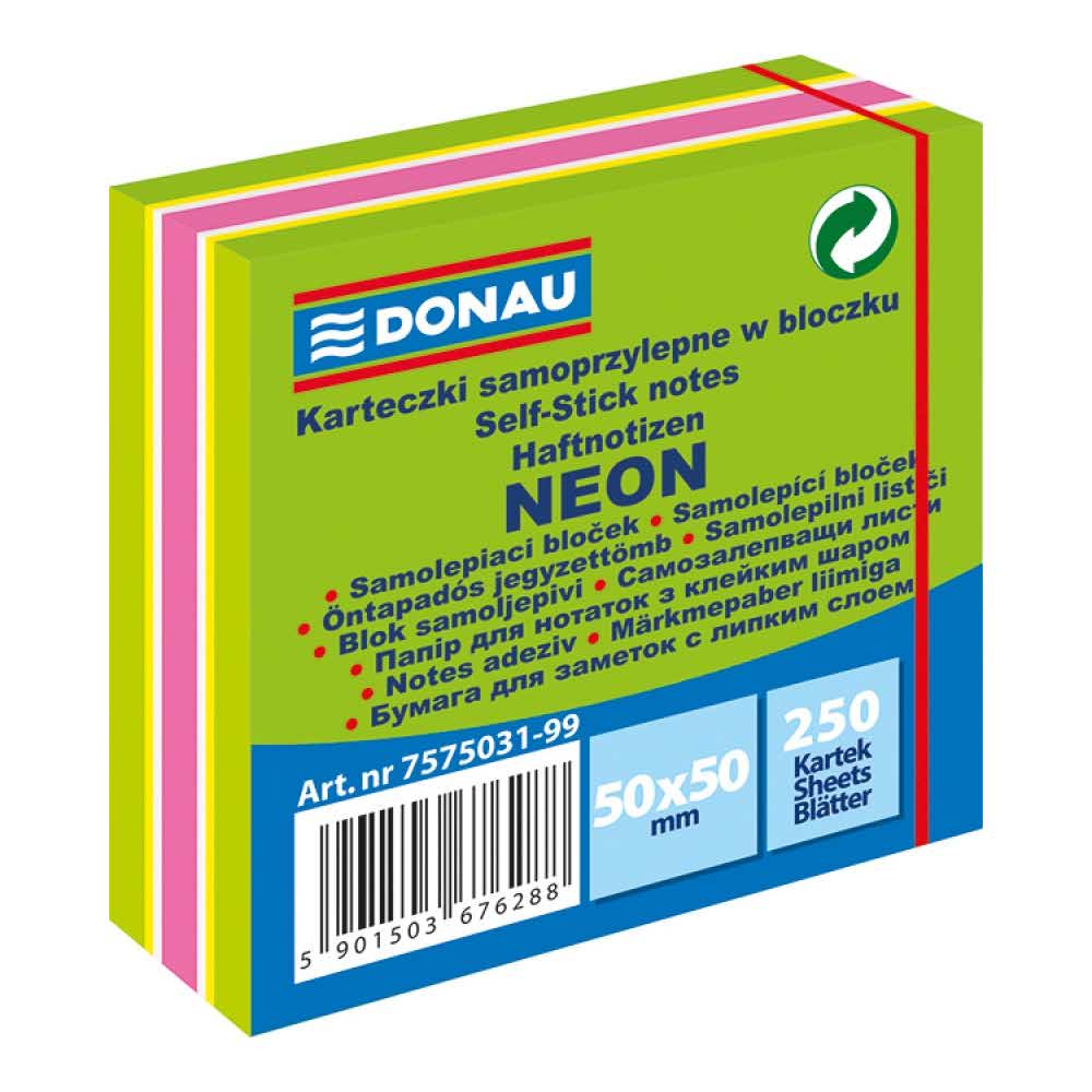kubiki 4 alibiuro.pl Mini kostka samoprzylepna DONAU 50x50mm 1x250 kart. neon pastel mix zielony 92