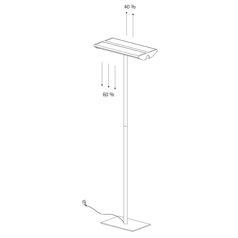 lampa na biurko 4 alibiuro.pl Energooszczędna lampa podłogowa MAULaludra 4x14W srebrna 70