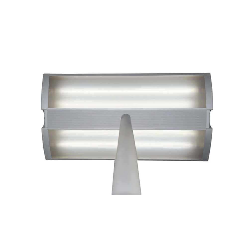 lampka LED 4 alibiuro.pl Energooszczędna lampa podłogowa MAULaludra 4x14W srebrna 36