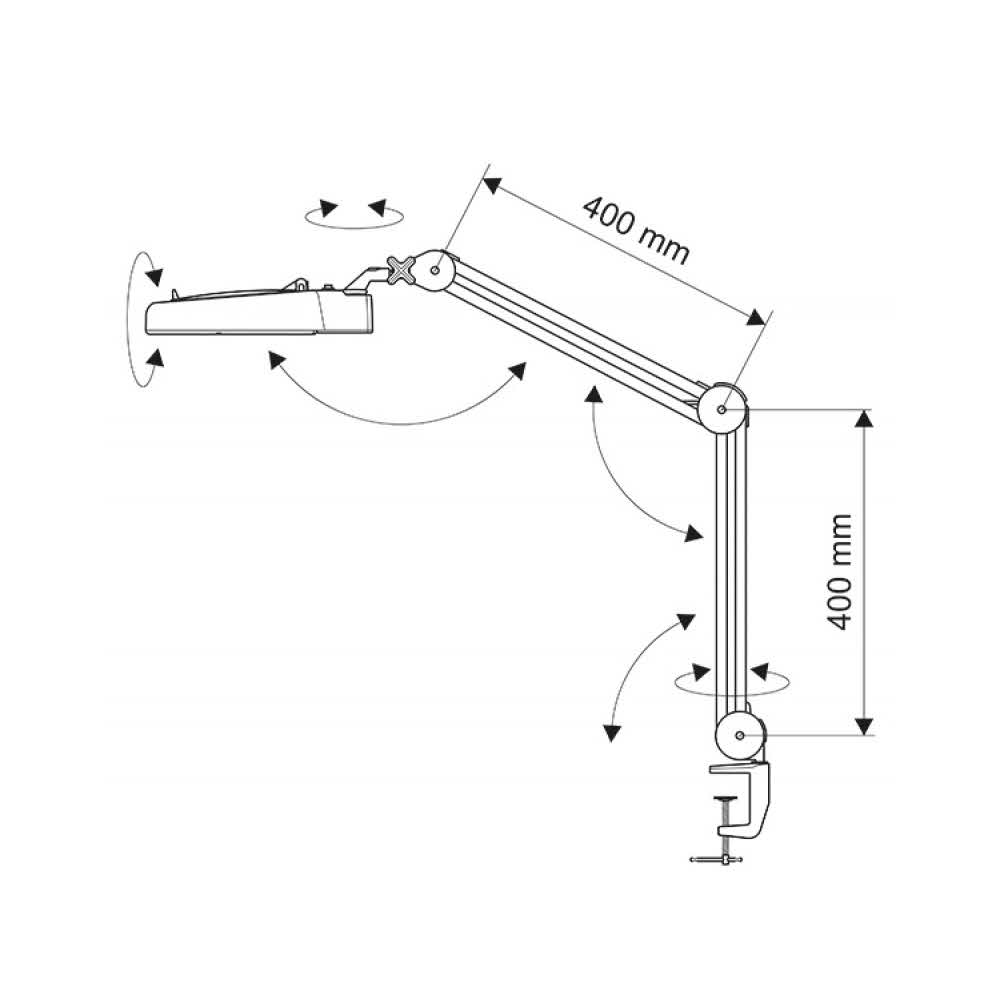 lampka LED 4 alibiuro.pl Lampka energooszczędna z lupą na biurko MAULviso 22W mocowana zaciskiem czarna 32