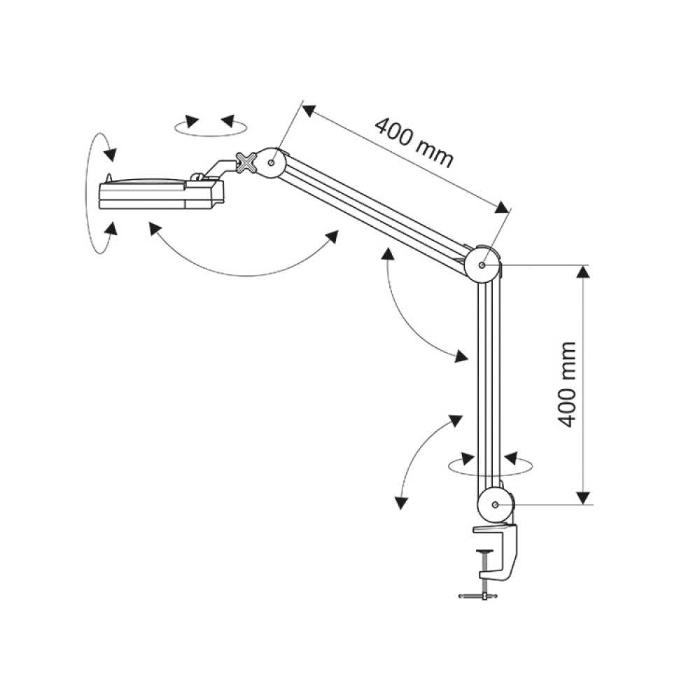 lampki na biurko 4 alibiuro.pl Lampka energooszczędna z lupą na biurko MAULvitrum 2x9W mocowana zaciskiem biała 23