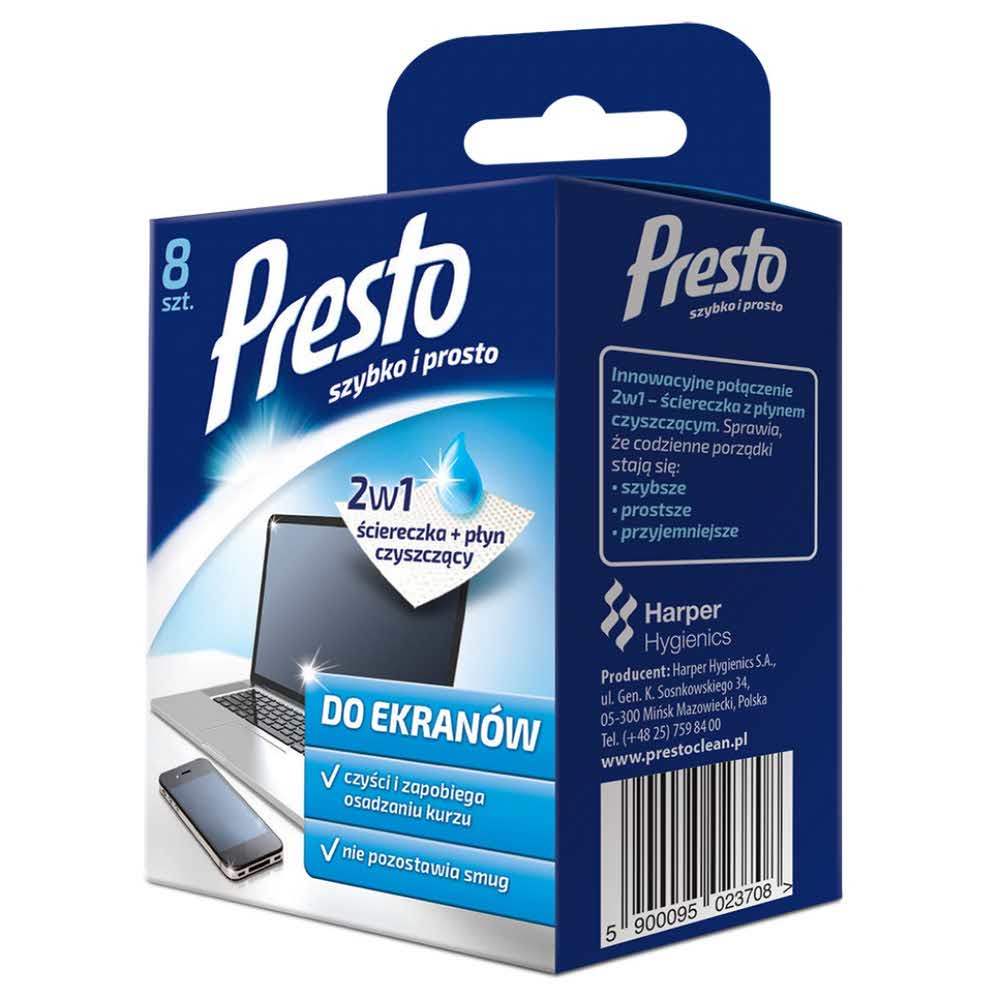 magiczna gąbka 4 alibiuro.pl Ściereczki gospodarcze PRESTO do ekranów 8 szt. białe 38