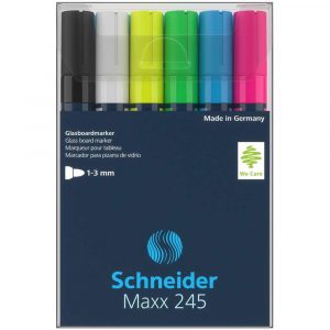 marker suchościeralny 4 alibiuro.pl Marker do szklanych tablic SCHNEIDER Maxx 245 2 3mm 6szt. mix kolorów 76