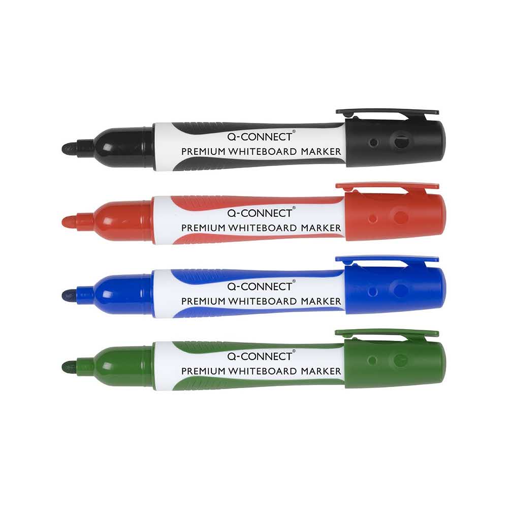 marker suchościeralny 4 alibiuro.pl Marker do tablic Q CONNECT Premium gum. rękojeść okrągły 2 3mm linia czarny 84