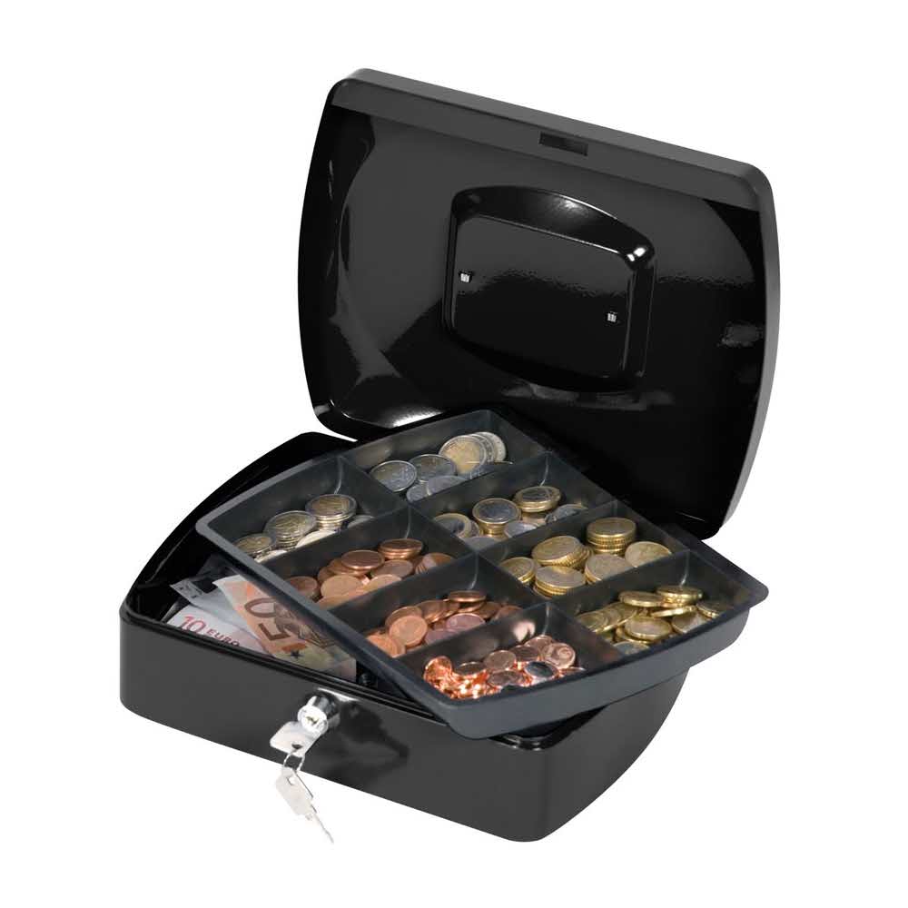 meble biurowe 4 alibiuro.pl Kasetka na pieniądze Q CONNECT duża 255x85x200mm czarna 14