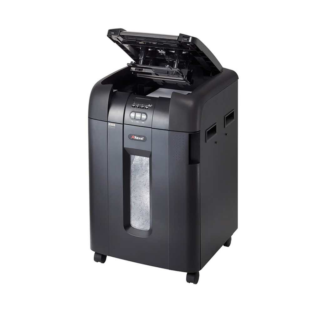 niszczarka na ścinki 4 alibiuro.pl Niszczarka automatyczna REXEL Auto 600X konfetti P 4 600 kart. 80l karty kredytowe CD czarna 65