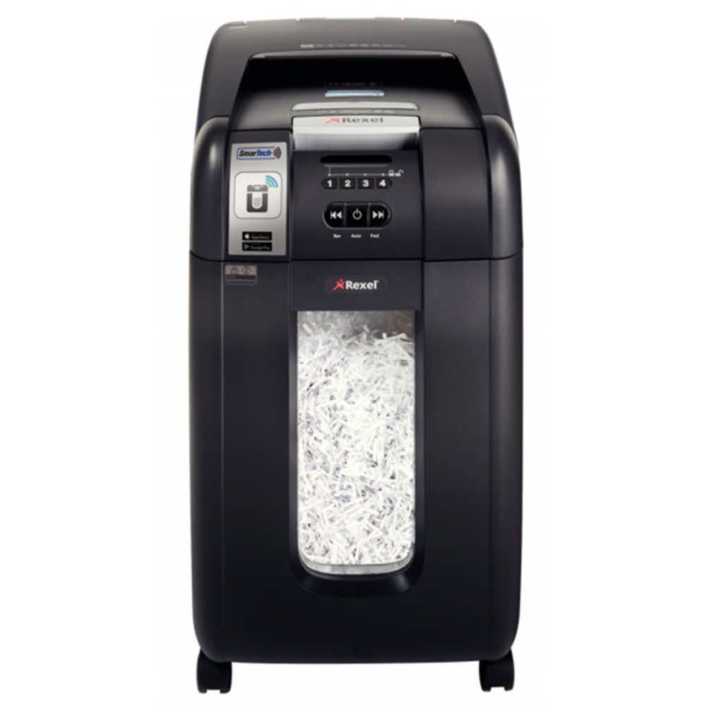niszczarka na ścinki 4 alibiuro.pl Niszczarka automatyczna REXEL SmartTech Auto 300X konfetti P 4 300 kart. 40l karty kredytowe CD czarna 51