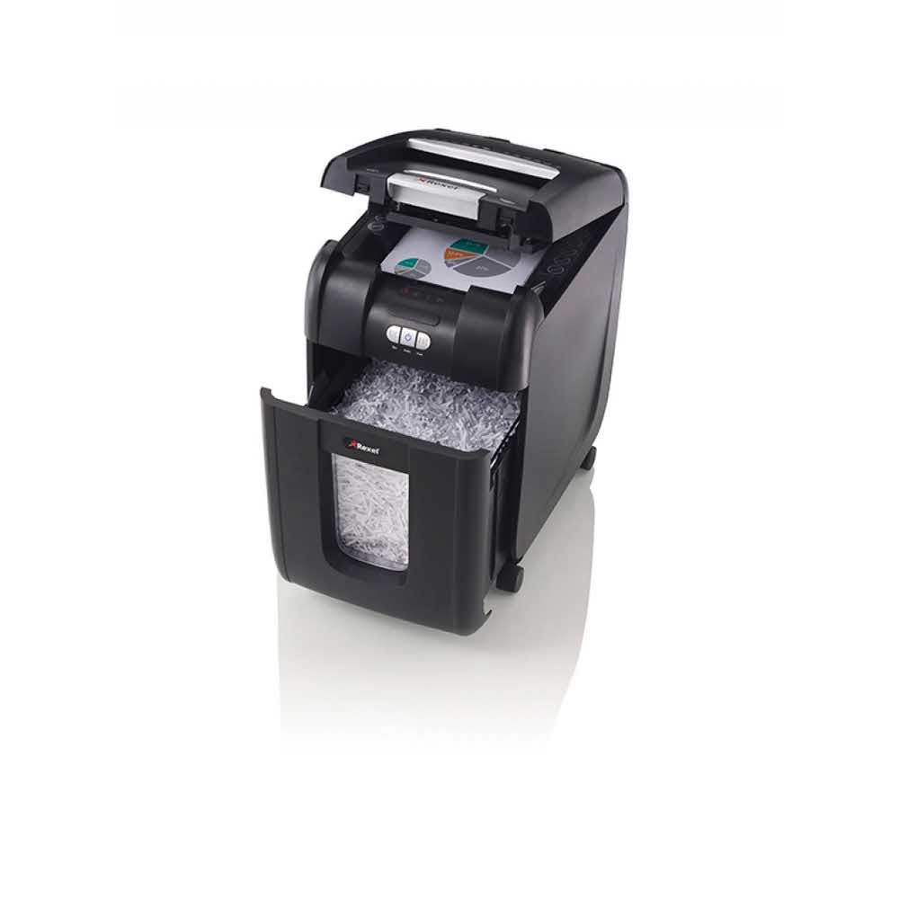 niszczarki dokumentów 4 alibiuro.pl Niszczarka automatyczna REXEL Auto 200X konfetti P 4 200 kart. 32l karty kredytowe CD czarna 78