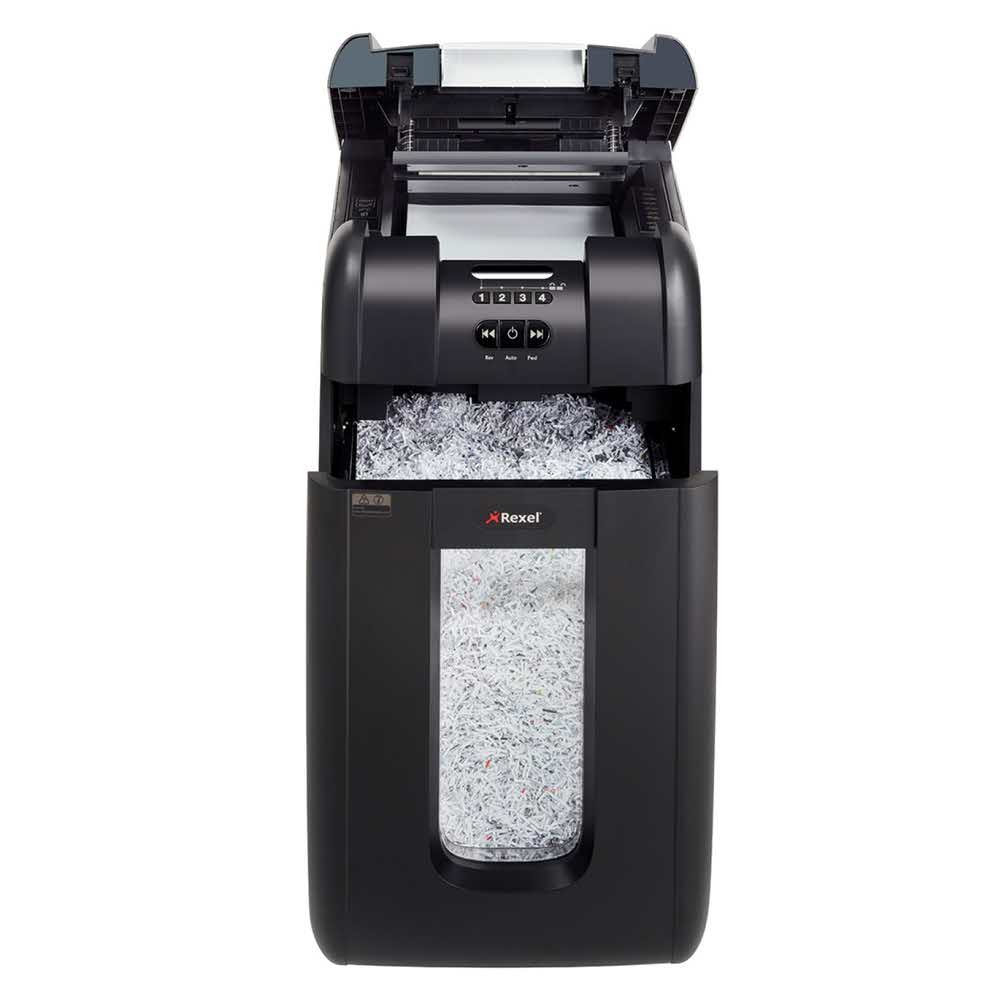 niszczarki dokumentów 4 alibiuro.pl Niszczarka automatyczna REXEL Auto 300M mikro ścinki P 5 300 kart. 40l karty kredytowe CD czarna 63