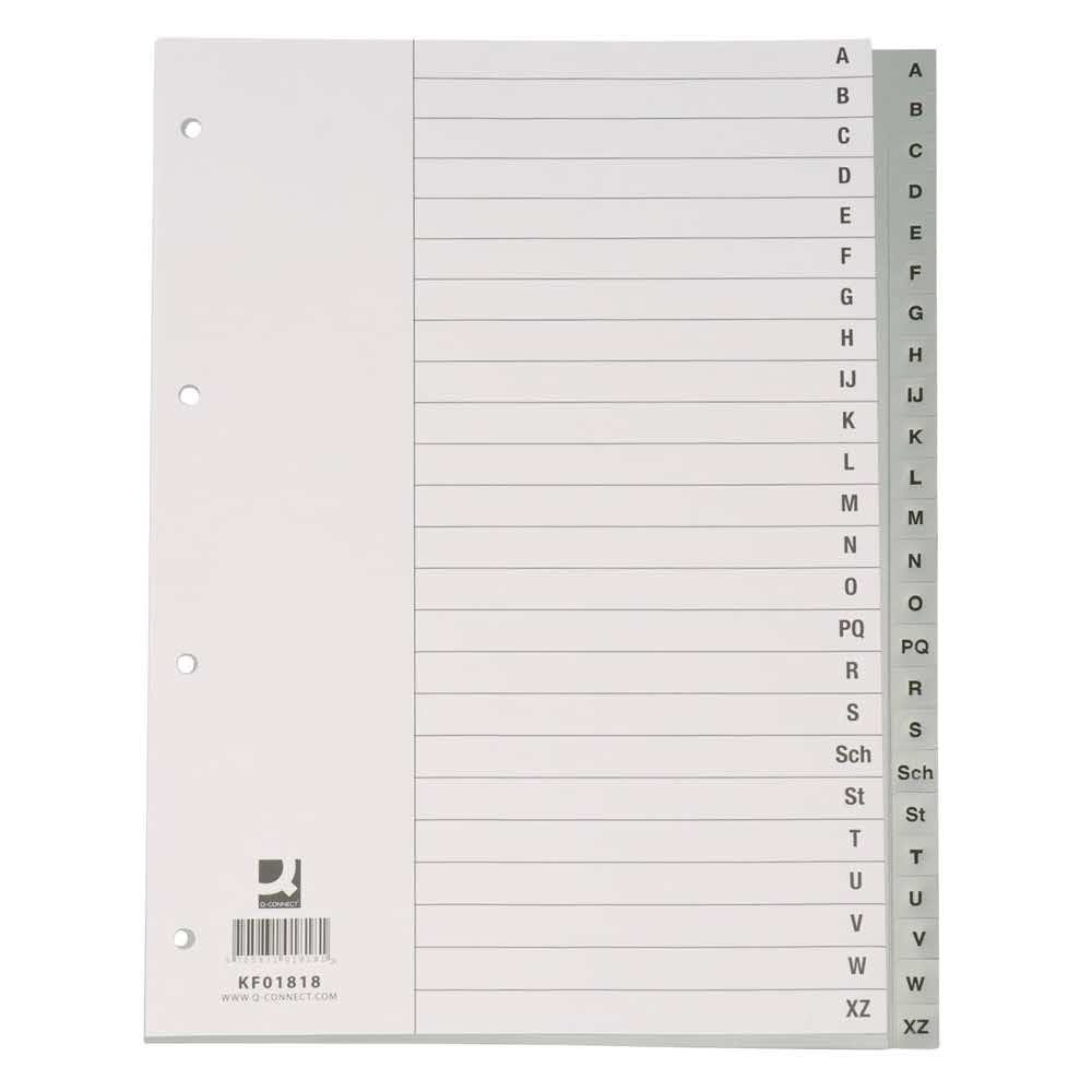 organizacja dokumentów 4 alibiuro.pl Przekładki Q CONNECT PP A4 230x297mm A Z 20 kart szare 58