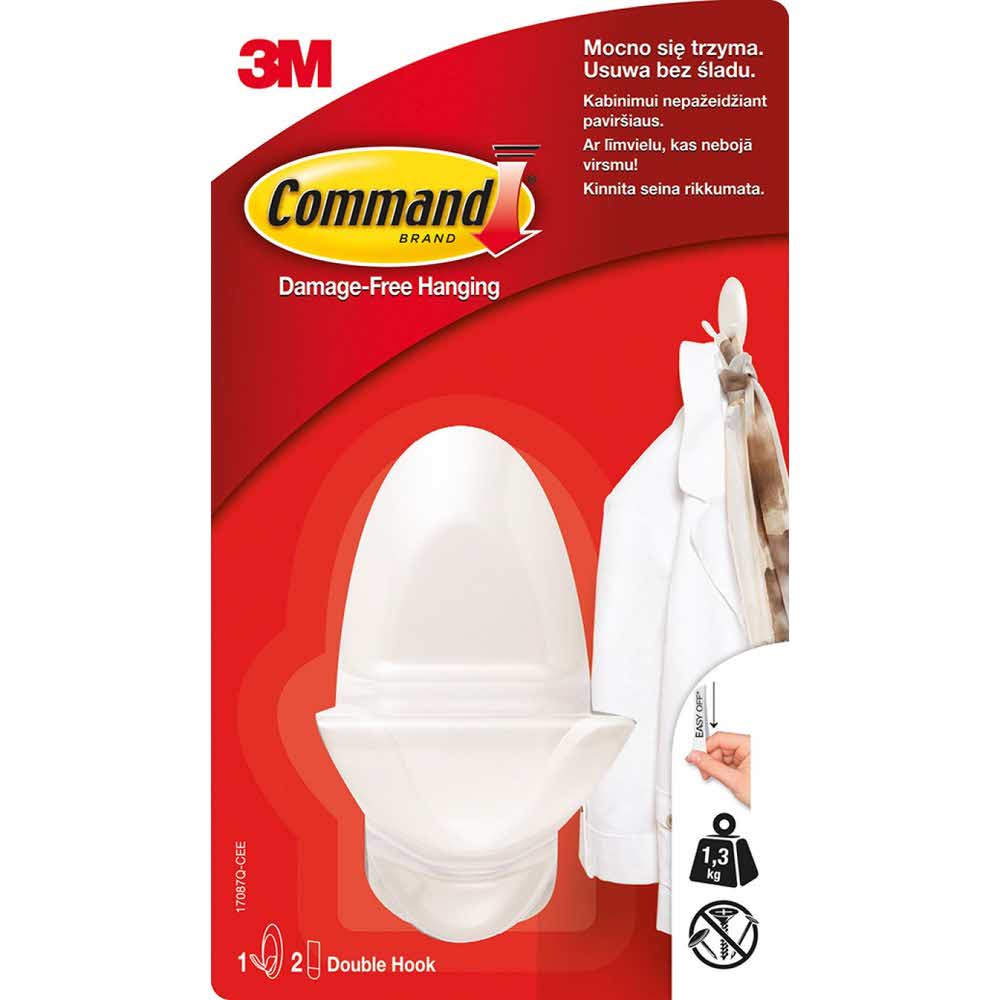 panele 4 alibiuro.pl Hak łazienkowy COMMAND 17087 podwójny duży biały 74