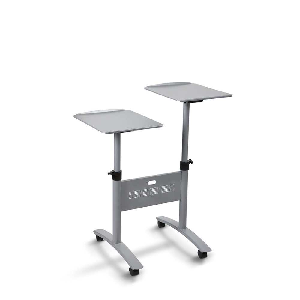 panele informacyjne 4 alibiuro.pl Stolik multimedialny do projekcji NOBO mobilny metalowy dwupoziomowy srebrny 4