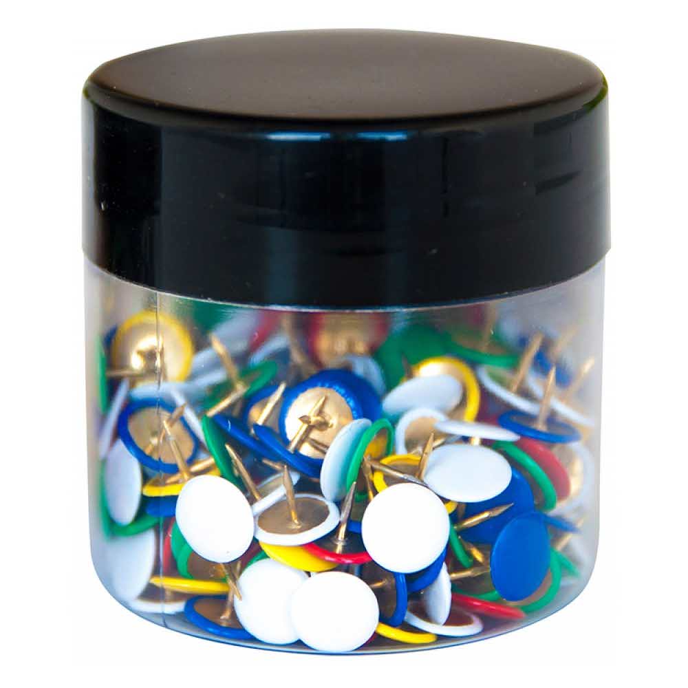 pinezka 4 alibiuro.pl Pinezki klasyczne Q CONNECT w plastikowym słoiku 300szt. mix kolorów 4