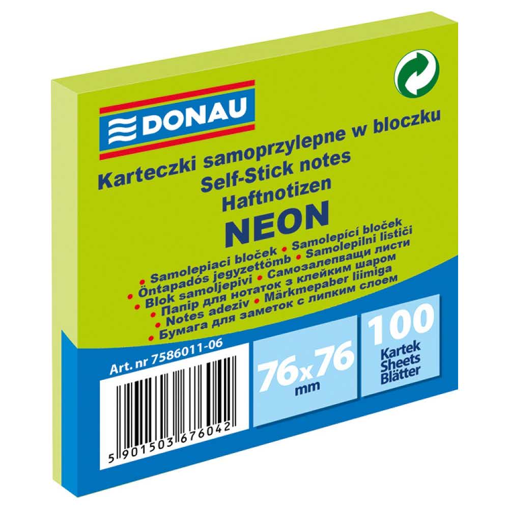 post ity 4 alibiuro.pl Bloczek samoprzylepny DONAU 76x76mm 1x100 kart. neon zielony 46