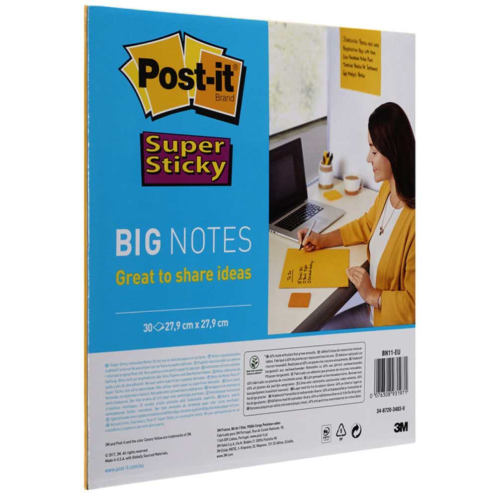 post ity 4 alibiuro.pl Bloczek samoprzylepny POST IT Super Sticky Big Notes BN11 EU 280x280mm 1x30 kart. żółty 18