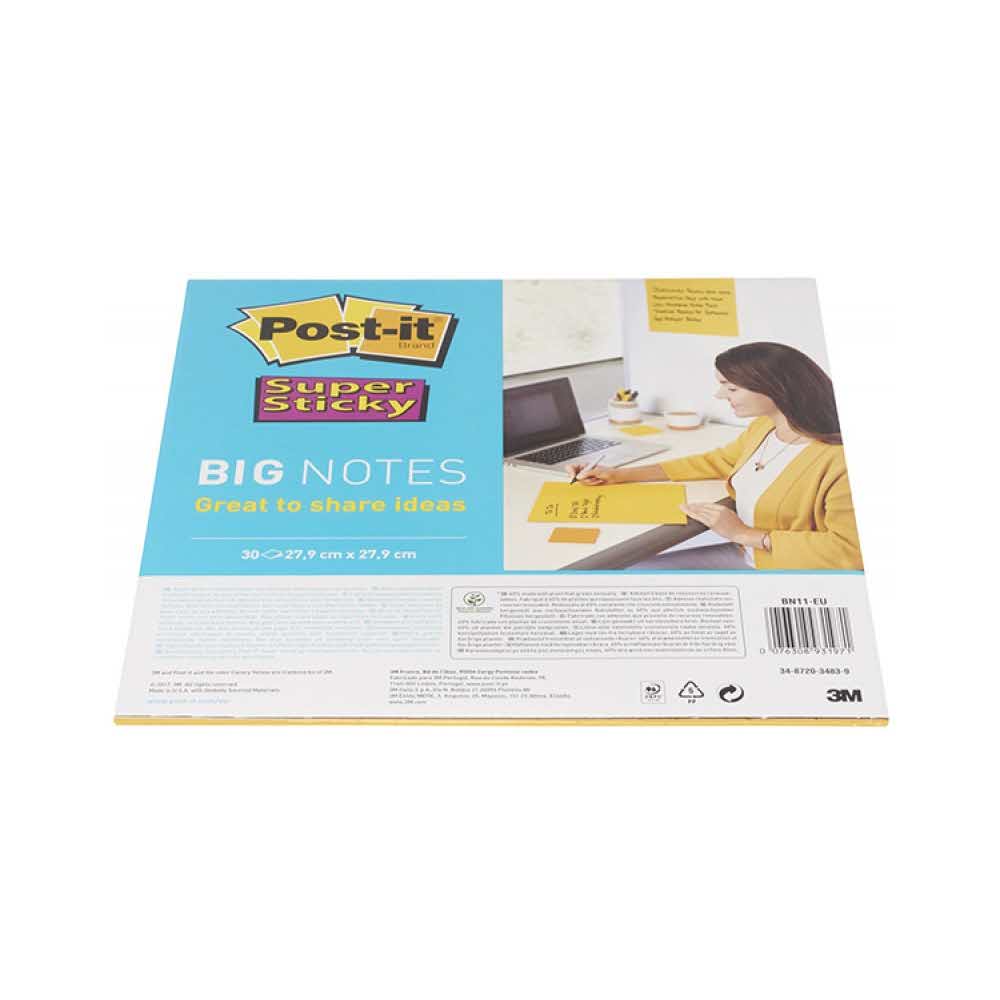post ity 4 alibiuro.pl Bloczek samoprzylepny POST IT Super Sticky Big Notes BN11 EU 280x280mm 1x30 kart. żółty 76