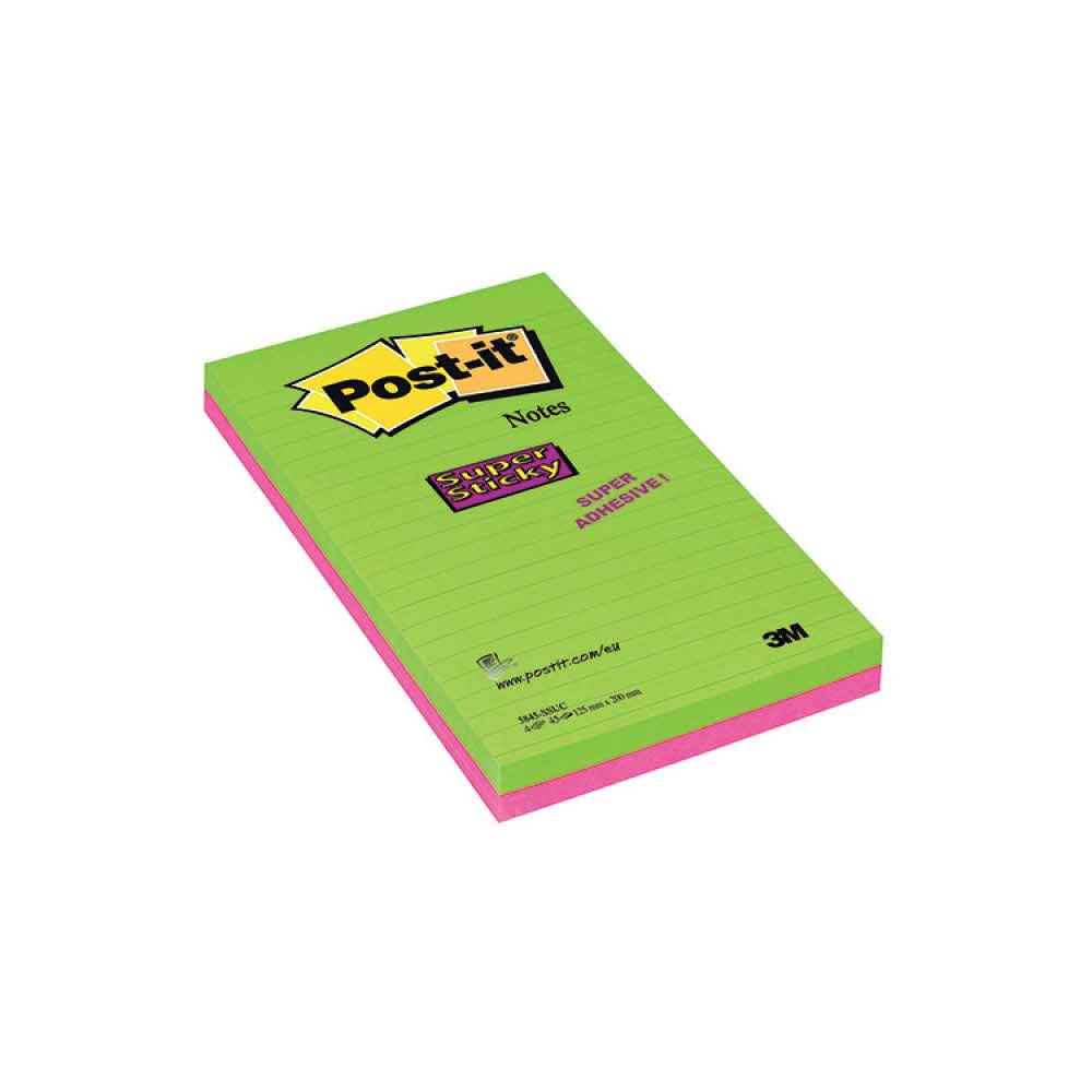 post ity 4 alibiuro.pl Bloczek samoprzylepny POST IT Super Sticky w linie 5845 SSUC 125x200mm 4x45 kart. neonowe 71
