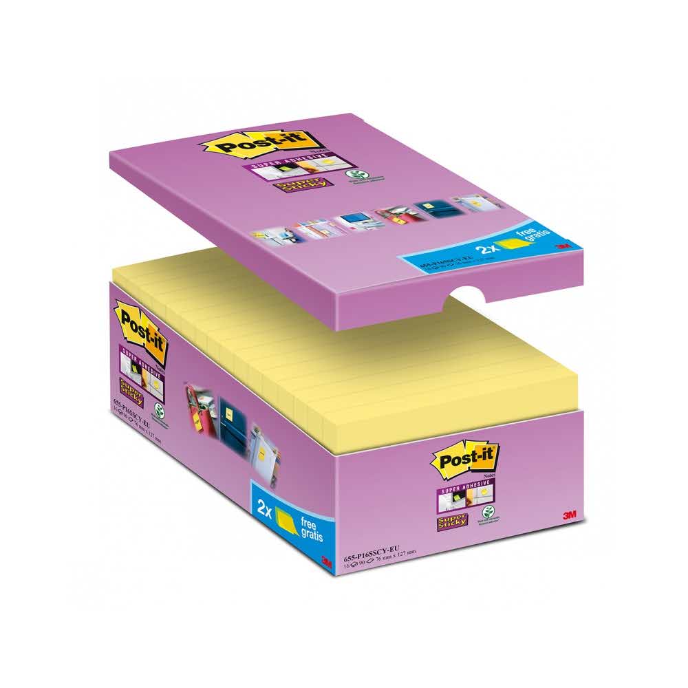 post ity 4 alibiuro.pl Bloczki samoprzylepne Post it Super Sticky 655 P16SSCY EU 127x76mm 16x90 kart. żółte 2 bloczki GRATIS 49