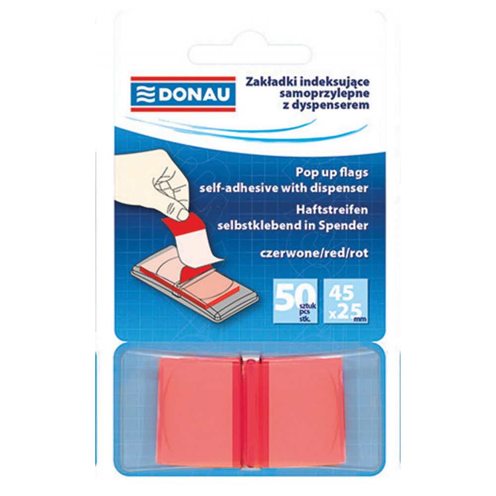 przekładka do segregatora 4 alibiuro.pl Zakładki indeksujące DONAU PP 25x45mm 1x50 kart. transparentne czerwone 27