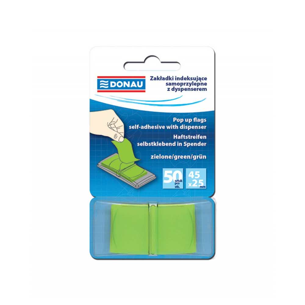 przekładka do segregatora 4 alibiuro.pl Zakładki indeksujące DONAU PP 25x45mm 1x50 kart. zielone 47