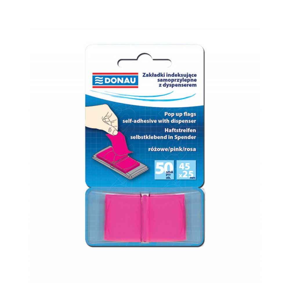 przekładki indeksujące 4 alibiuro.pl Zakładki indeksujące DONAU PP 25x45mm 1x50 kart. różowe 59