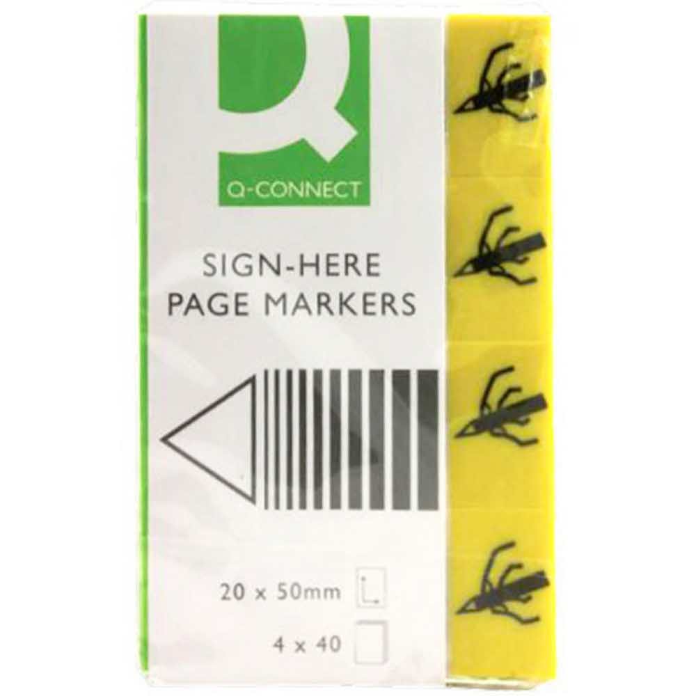 przekładki indeksujące 4 alibiuro.pl Zakładki indeksujące Q CONNECT Sign here papier 20x45mm 4x40 kart. żółty 17