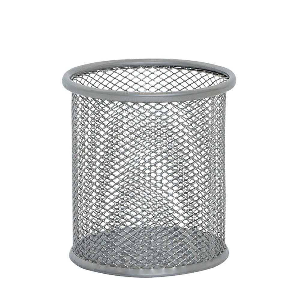 przyborniki na biurko 4 alibiuro.pl Pojemnik na długopisy Q CONNECT Office Set metalowy srebrny 49