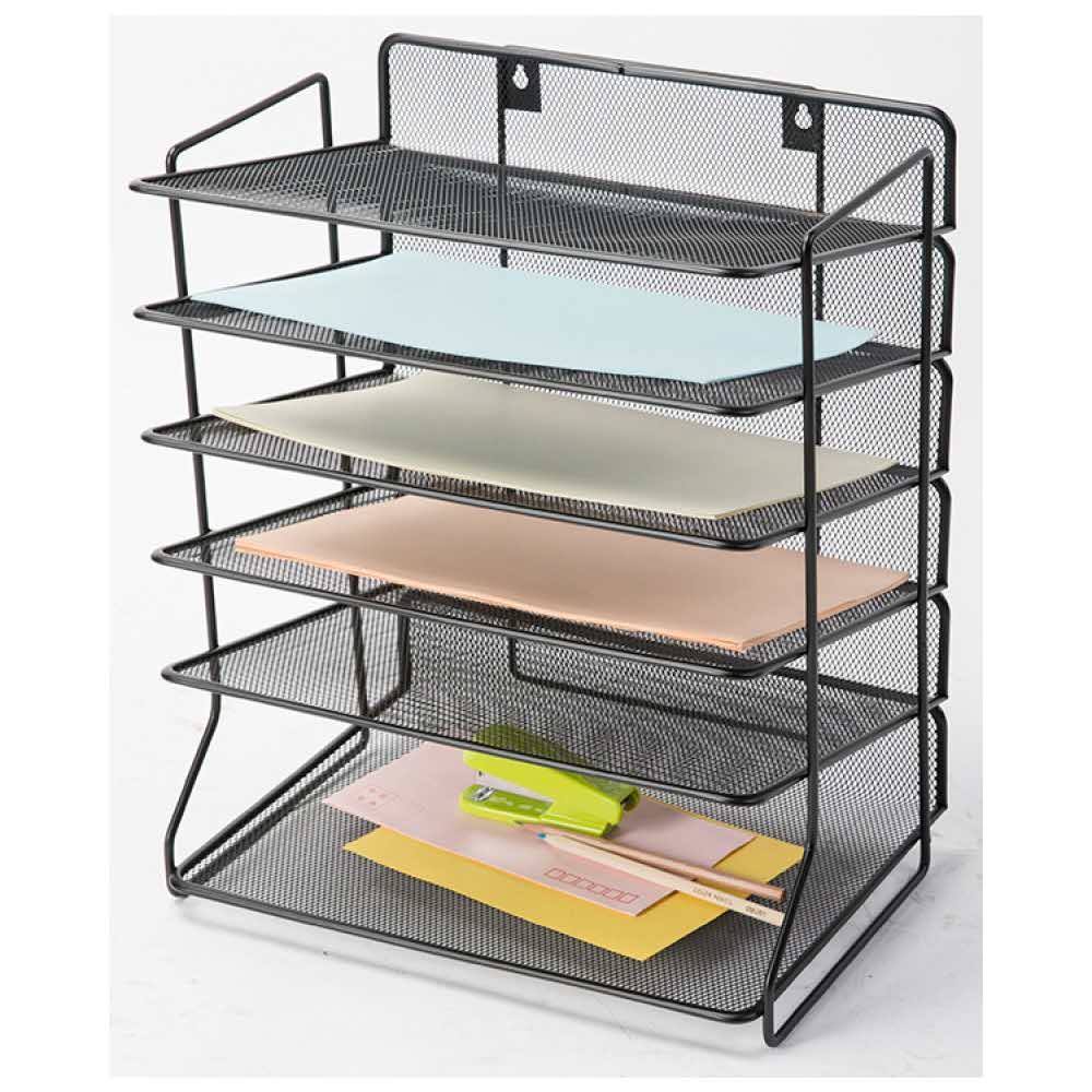 półki 4 alibiuro.pl Sorter na dokumenty Q CONNECT Office Set metalowy 6 półek czarny 46