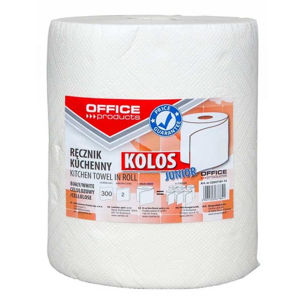 środki czystości i higiena 4 alibiuro.pl Ręczniki kuchenne celulozowe OFFICE PRODUCTS Kolos Junior 2 warstwowe 300 listków 60m białe 84