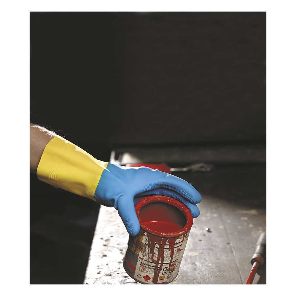 rękawice powlekane 4 alibiuro.pl Rękawice montażowe Caspia lateks neopren rozm. 9 żółto niebieskie 38