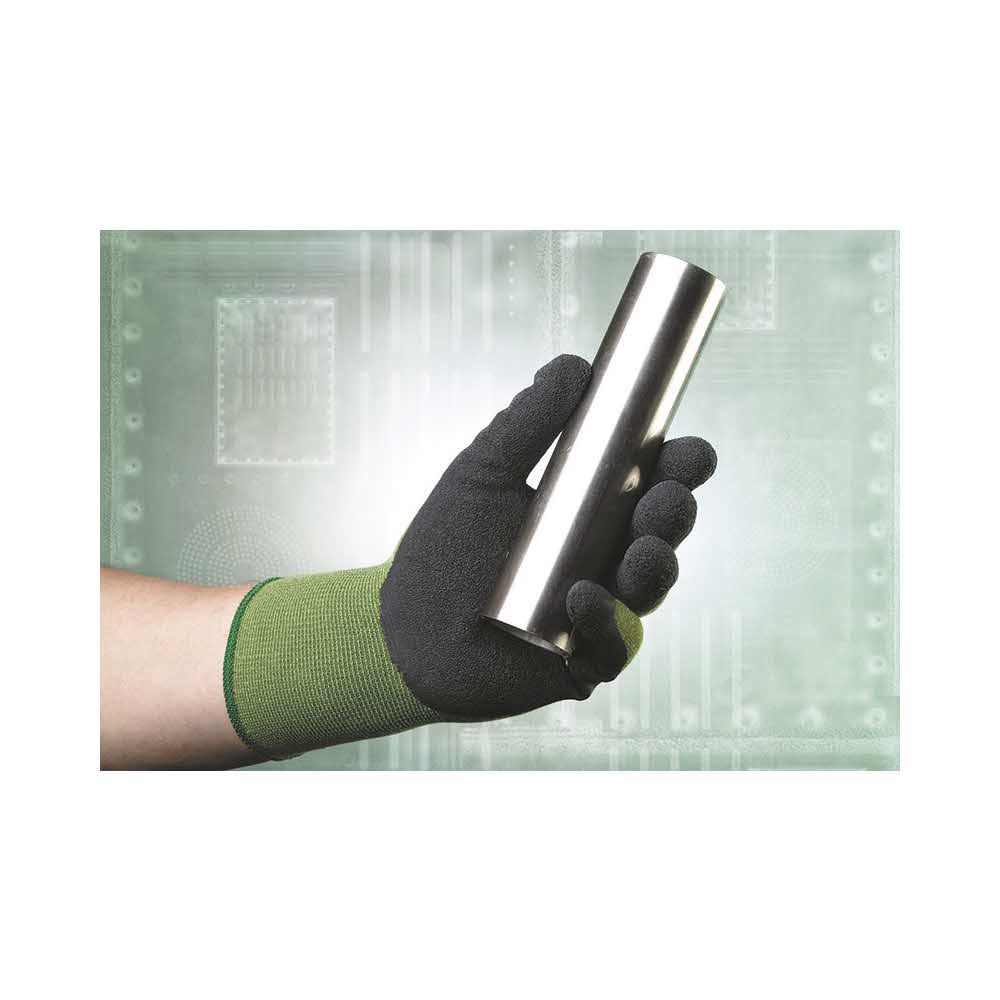 rękawice robocze 4 alibiuro.pl Rękawice Virdis montażowe nylon lateks rozm. 7 zielono czarny 75