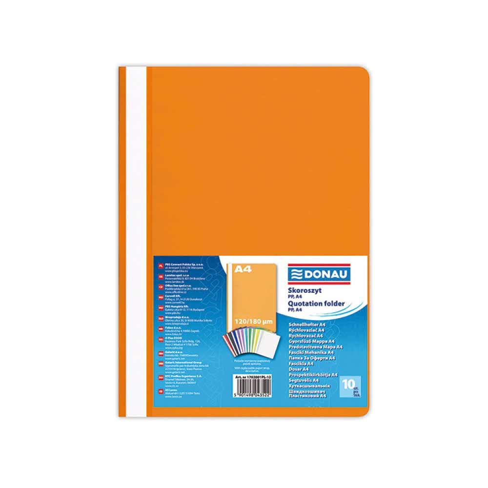 skoroszyt 4 alibiuro.pl Skoroszyt DONAU PP A4 standard 120 180mikr. pomarańczowy 28