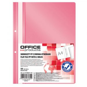 skoroszyt 4 alibiuro.pl Skoroszyt OFFICE PRODUCTS PP A4 2 otwory 100 170mikr. wpinany różowy 2