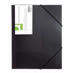 skoroszyty 4 alibiuro.pl Teczka z gumką Q CONNECT PP A4 400mikr. 3 skrz. transparentna czarna 81