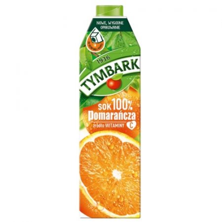 sok pomarańczowy Tymbark 100% 1L karton
