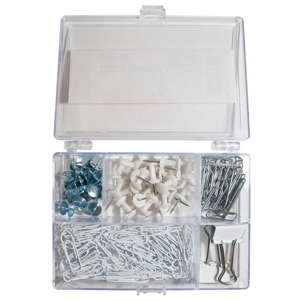 spinacz 4 alibiuro.pl Zestaw biurowy pinezki klipy i spinacze OFFICE PRODUCTS mix 153szt. biały 9