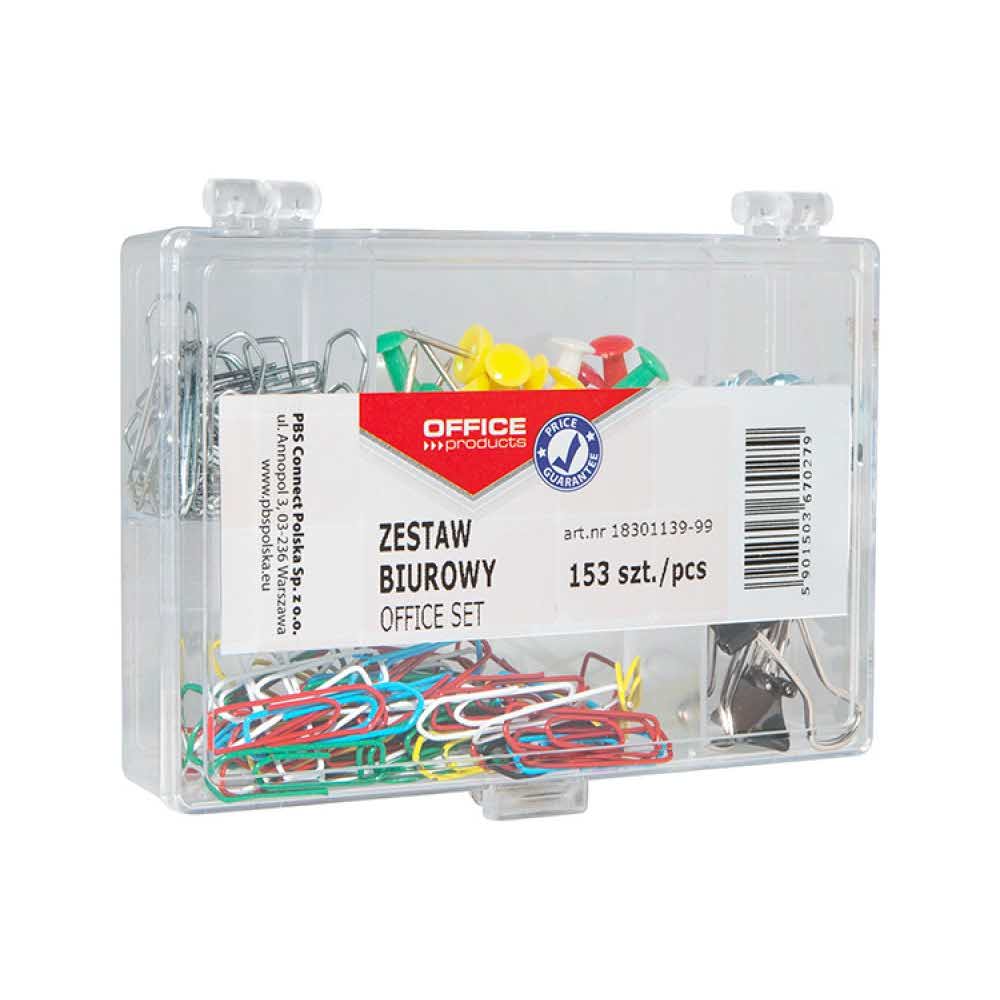 spinacz 4 alibiuro.pl Zestaw biurowy pinezki klipy i spinacze OFFICE PRODUCTS mix 153szt. mix kolorów 3