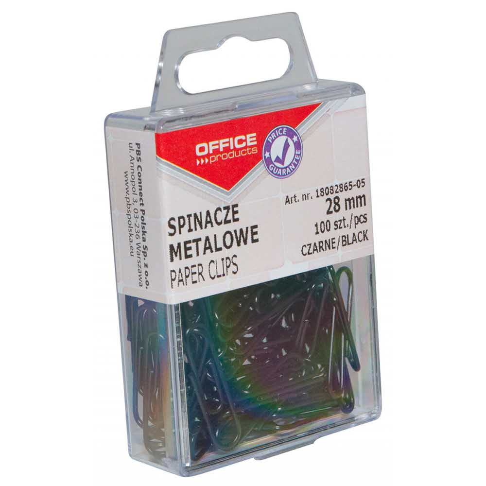 spinacz kolorowy 4 alibiuro.pl Spinacze kolorowe OFFICE PRODUCTS powlekane 28mm w pudełku 100szt. czarny 84