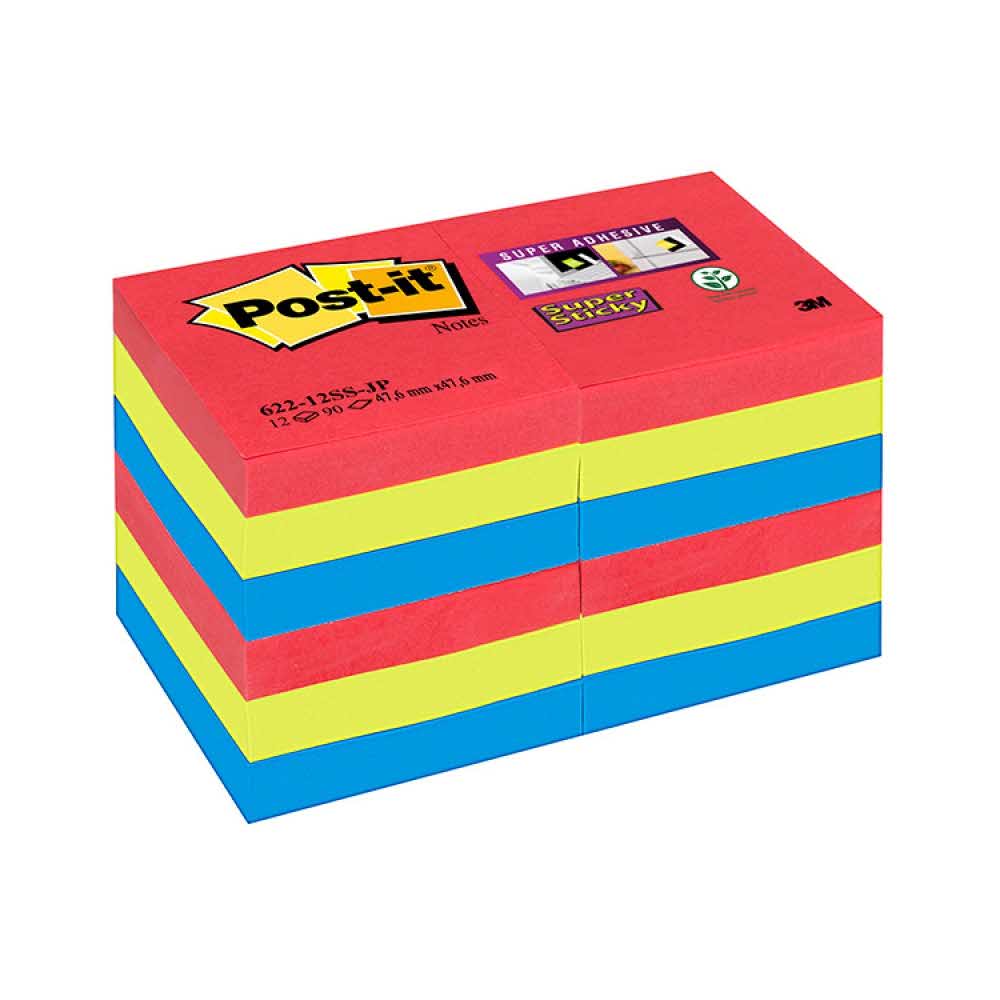 sprzęt biurowy 4 alibiuro.pl Bloczek samoprzylepny POST IT Super Sticky 622 12SS JP 47 6x47 6mm 12x90 kart. paleta bora bora 1